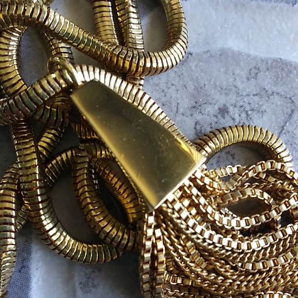 Vince Camuto Chic Goldtone Thick Snake Chain Tassel Necklace - Picture 2 of 8